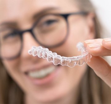 a closeup of an Invisalign aligner