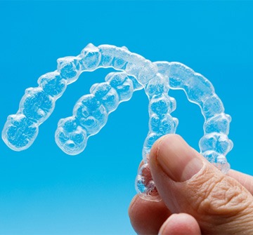 a closeup of clear aligners 